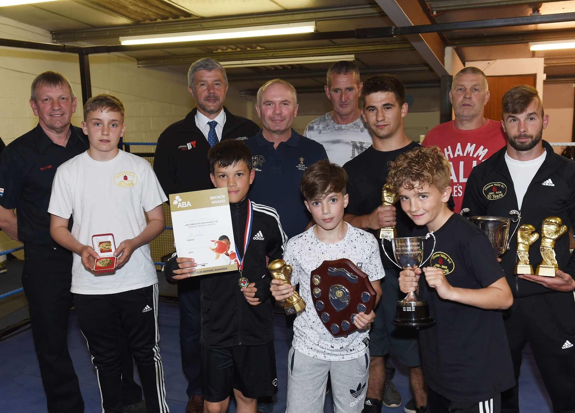 The award winners at Thames Valley Boxing Club's presentation night