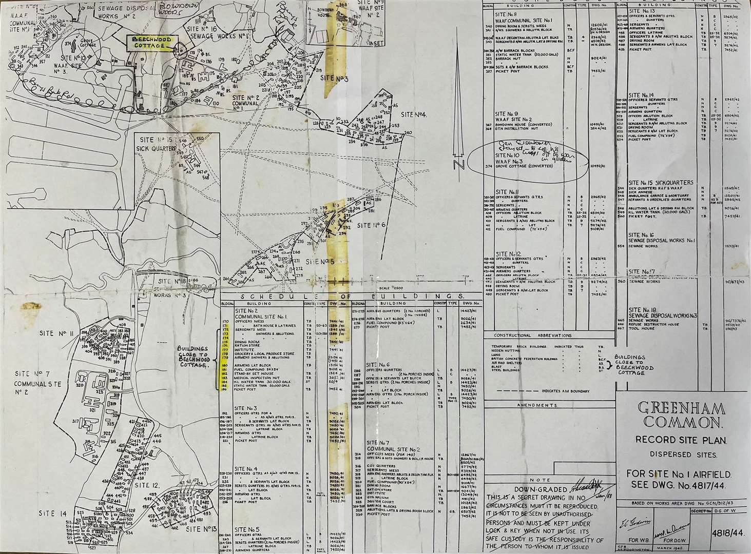 The secret wartime map of RAF Greenham Common, dated March 1945