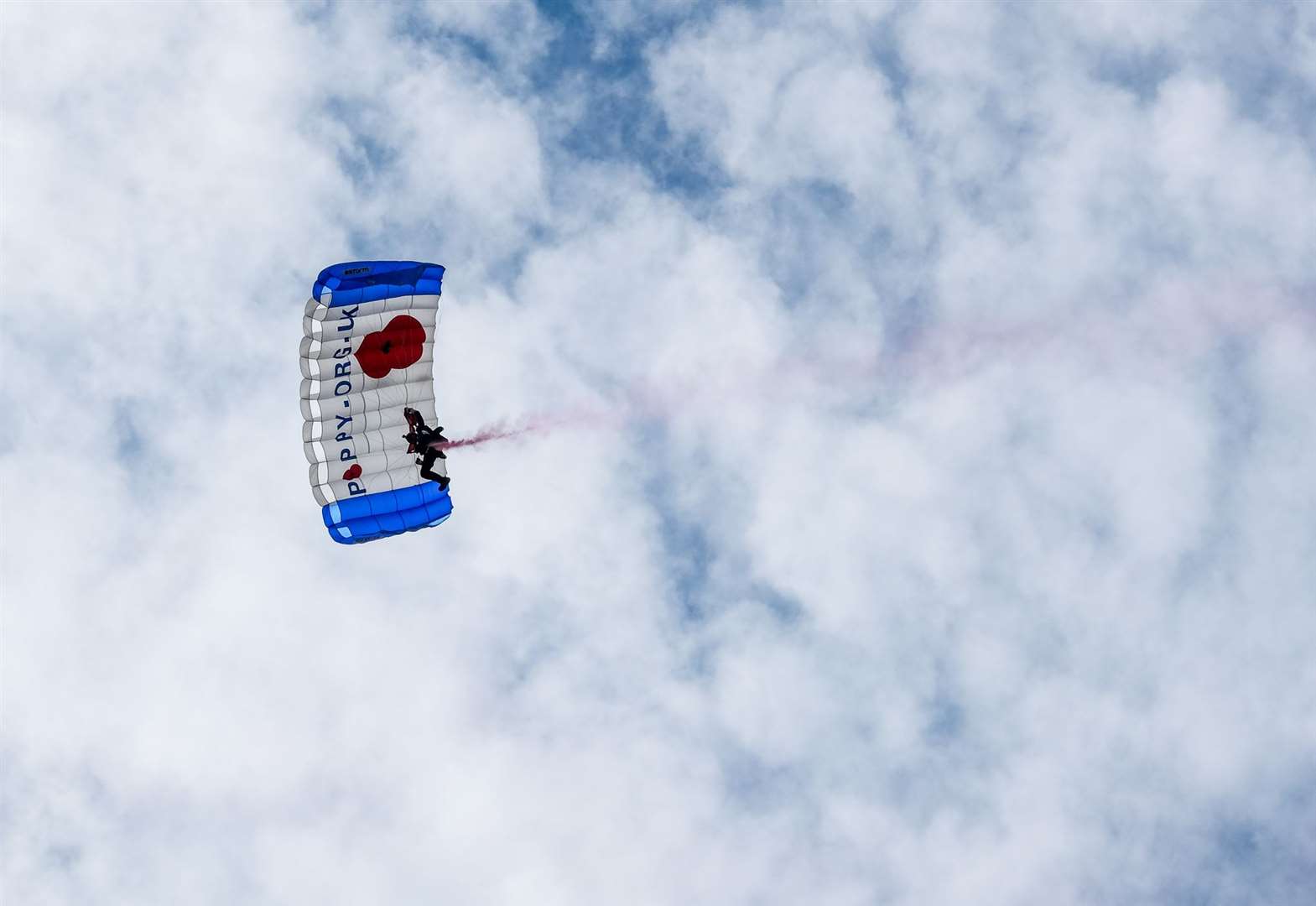 The skydiving display at the Berkshire Balloon Fiesta at Newbury Showground