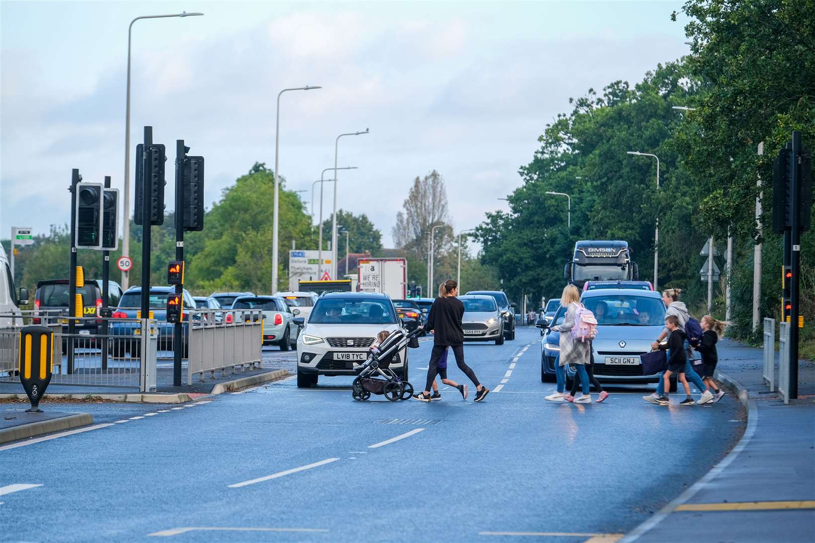 Parents have to cross the busy A339 every day to drop off and collect their children from school