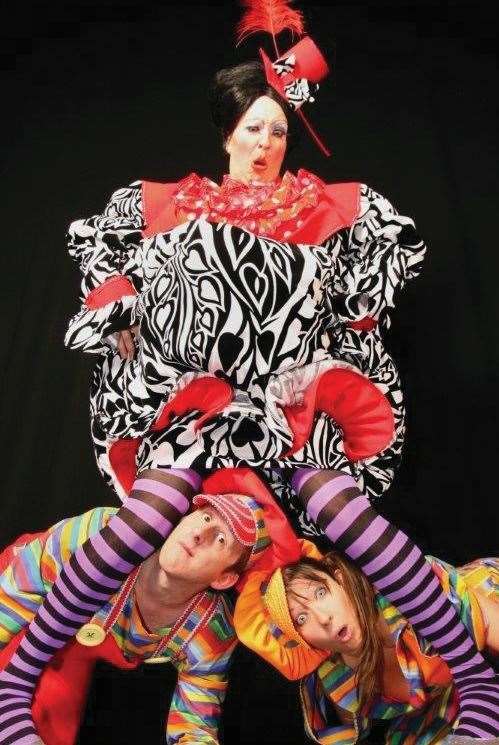 Adam Brown and Clare Plested in Beauty the Beast 2007, with dame Mark Slowey (Hiss & Boo)