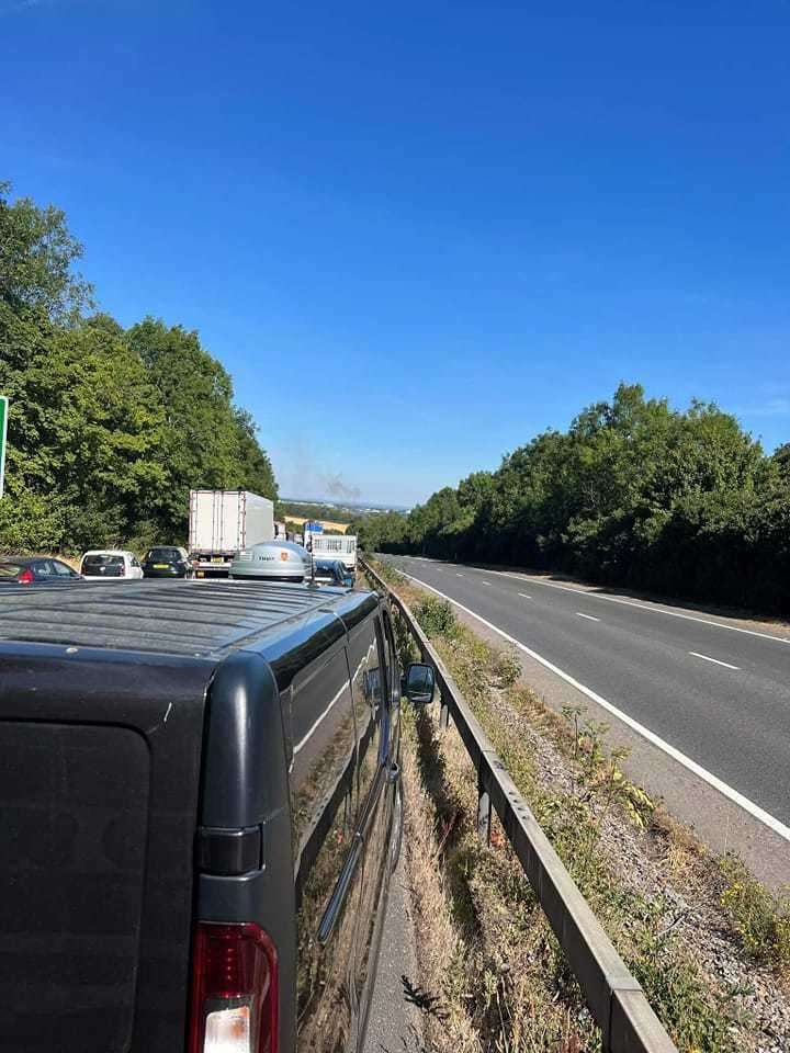 A34 traffic at a standstill due to vehicle fire Picture: Complete Traffic Network