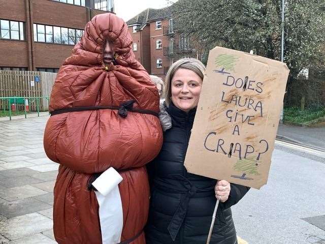 Protesters gathered outside the West Berkshire Council offices last night