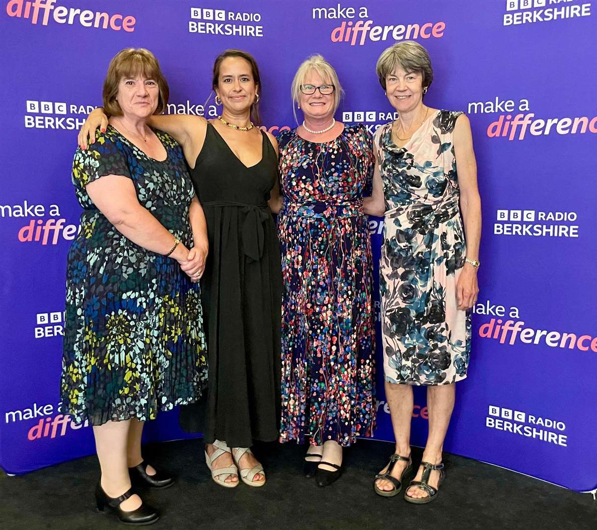 Julie Seal, Janine Ford, Clare Middleton and Margaret Neville at the BBC Radio Berkshire Making a Difference Awards