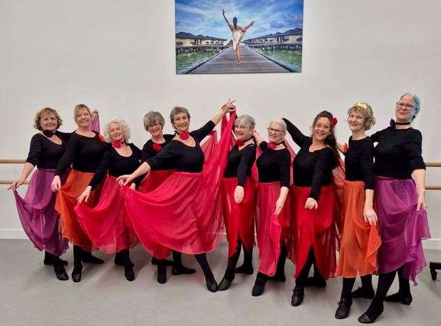 The performing Silver Swans after they came off stage