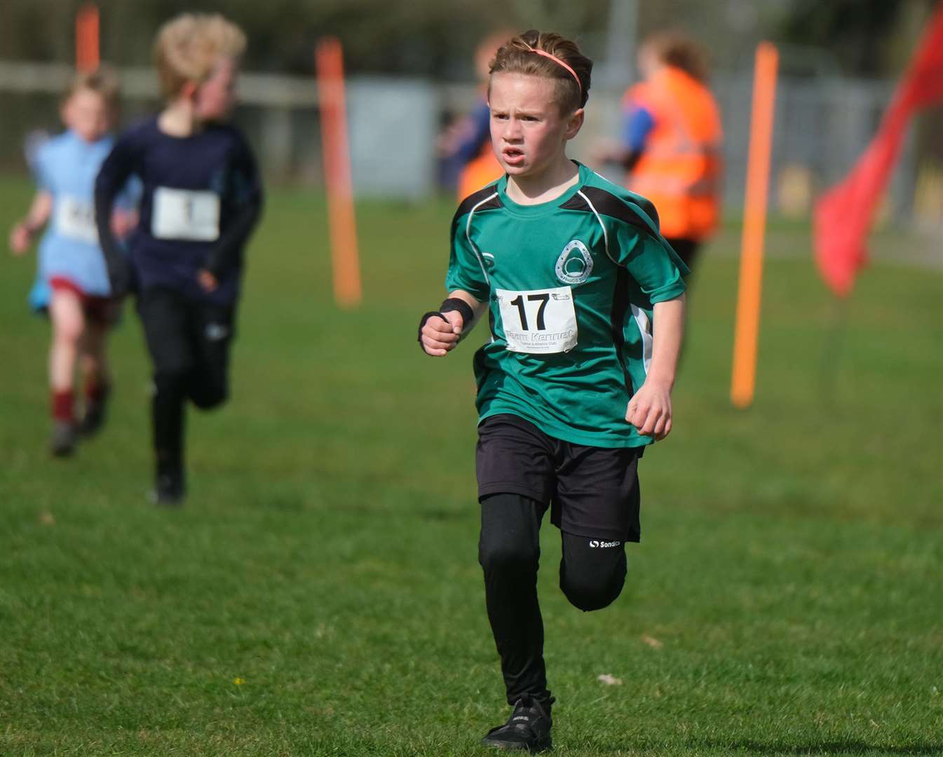 Benji Shelton wins the Year 3 and 4 boys race following a perfectly timed run