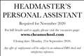 HEADMASTER’S PERSONAL ASSISTANT
