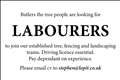 Labourers required