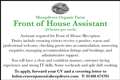 Front of House Assistant Required