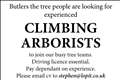 climbing arborists required
