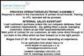 PROCESS OPERATORS/ELECTRONIC ASSEMBLY INTERNAL SALES ASSISTANT 