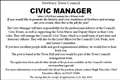 Civic Manager Required