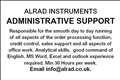 ADMINISTRATIVE SUPPORT REQUIRED