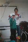 Top triathlete's magic school visit