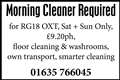 Morning Cleaner Required
