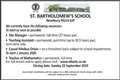 Job vacancies at St. BARTHOLOMEW’S SCHOOL
