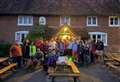 Good luck guys! Bell Inn’s intrepid walkers defy today’s weather for Ridgeway trek from Uffington for Aldworth church