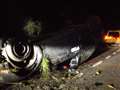 Driver's lucky escape after car flips at Stockcross