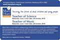 Teacher of Science and Teacher of Music required