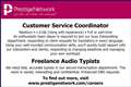 Customer Service Coordinator and Freelance Audio Typists required
