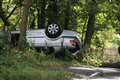 Road closed after telegraph pole felled in car crash