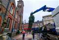 Christmas tree lifted into place ahead of switch on