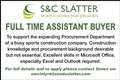 FULL TIME ASSISTANT BUYER REQUIRED