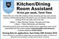 Kitchen/Dining Room Assistant Required