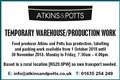 Temporary Warehouse / Production Work available
