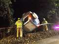 Car flips on ice on A4 at Woolhampton