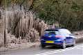 Spectacular ice sculptures form along the roadside in Hampshire