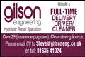 Delivery Driver / Cleaner required