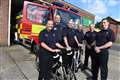 Newbury firefighters' Paris charity peddle