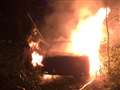 Car inferno in Upper Bucklebury woodland