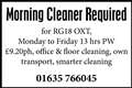 Morning Cleaner Required