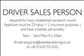 Driver sales person required