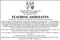 Teaching Assistants Required