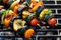 Rainbow vegetable kebabs with honey glaze