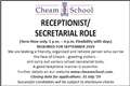 RECEPTIONIST/SECRETARIAL ROLE REQUIRED