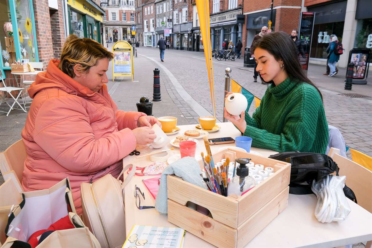 Meeting up after lockdown at the Ugly Duckling in Bartholomew Street were mum and daughter Susana and Mia Carvalho