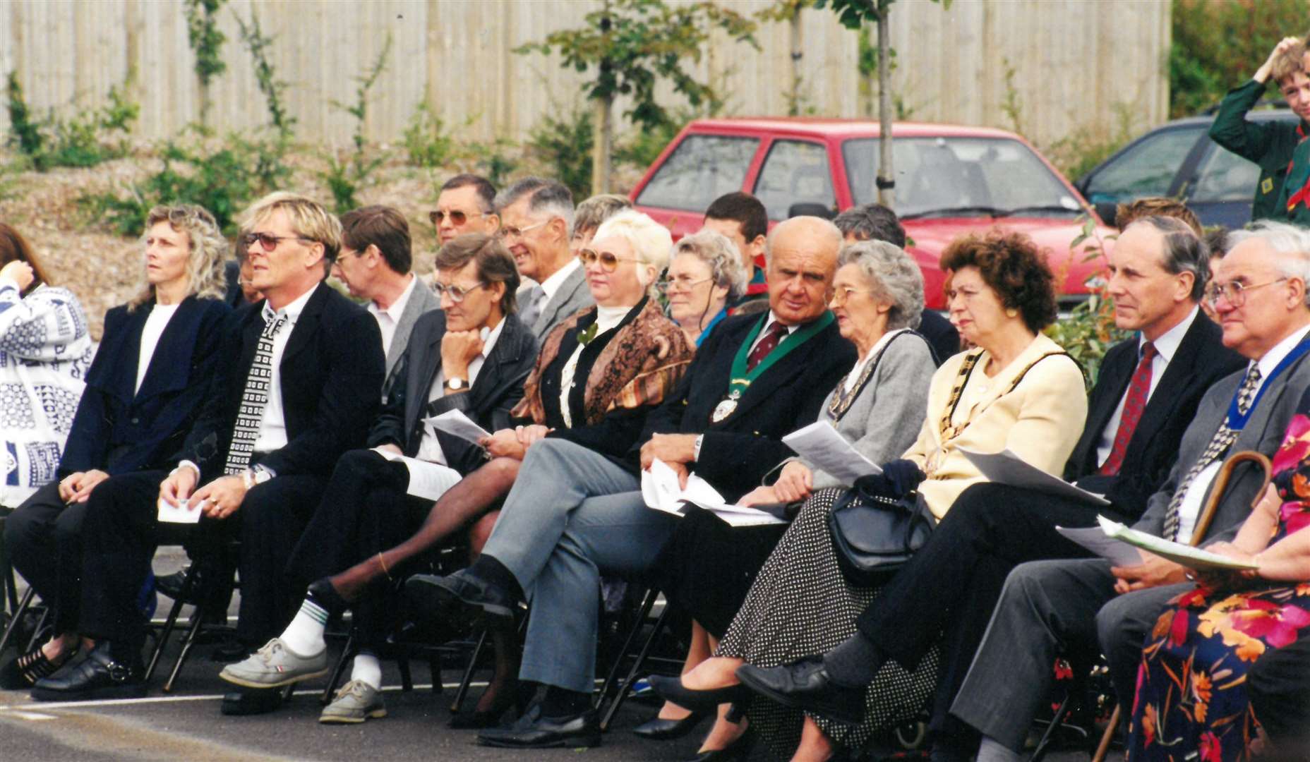 Dignitaries and guests attending Thatcham's first-ever open-air Mayor's Civic Service in May 1998
