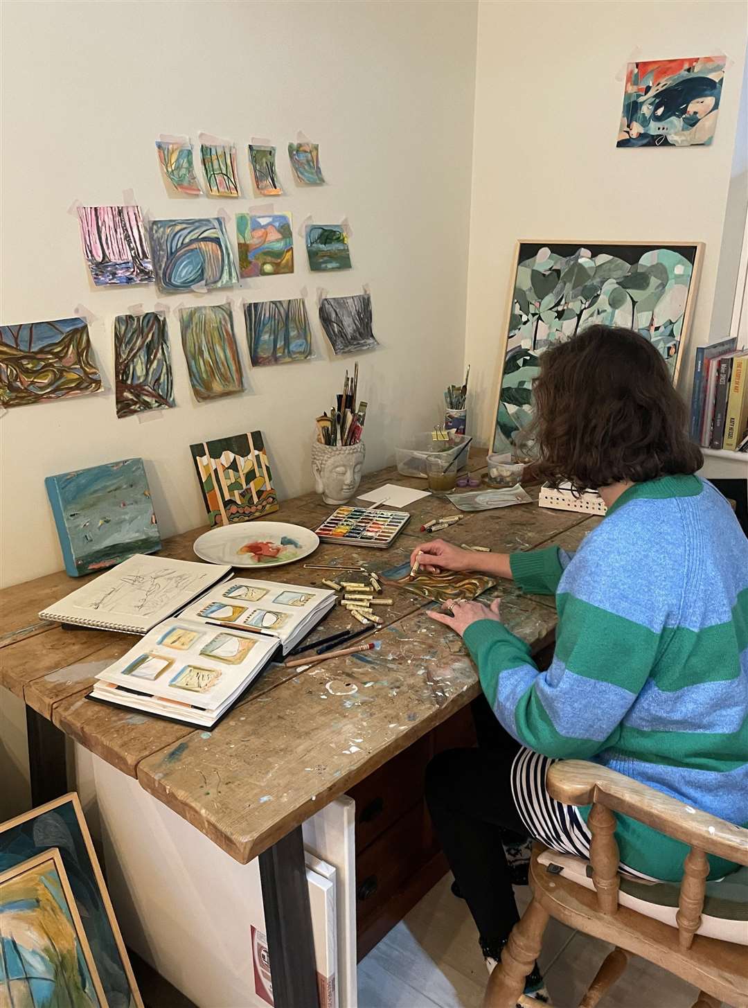 Claire Breitsprecher works from sketchbooks in the studio and right:Nocturne