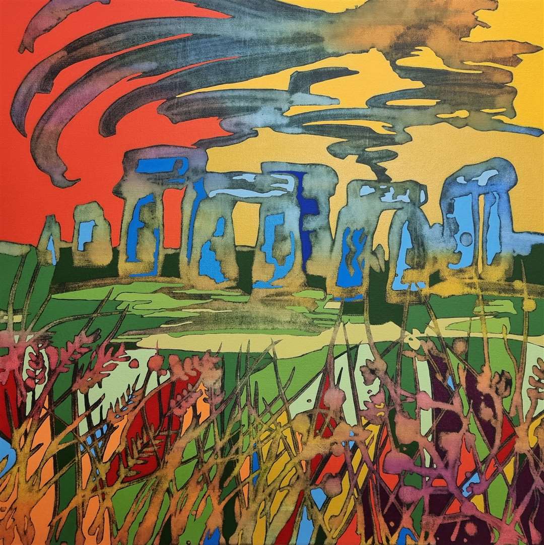 Simon Pink Stonehenge Blue