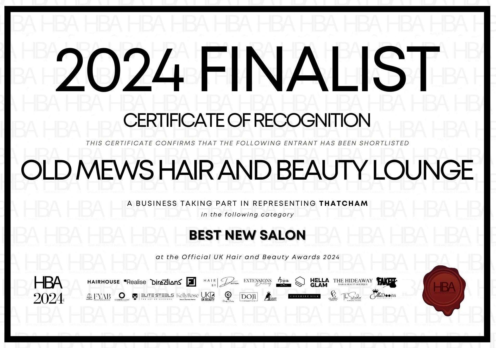 ‘Best New Salon’ finalist presented to Old Mews Hair & Beauty Lounge