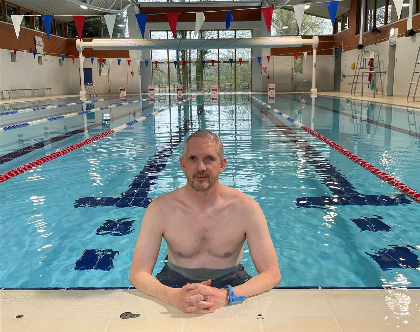 Ian Shaw, preparing for his daily swim at Bradfield College sports centre