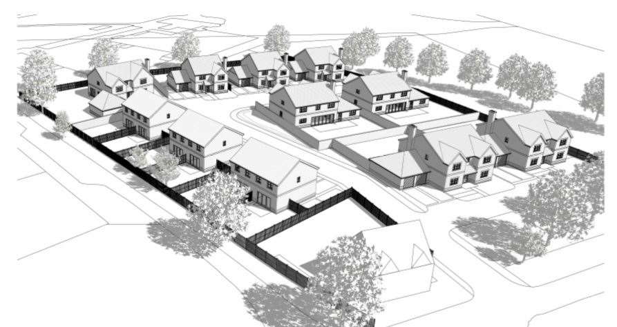 The plan for the homes on Inhurst Lane, Baughurst (57902052)