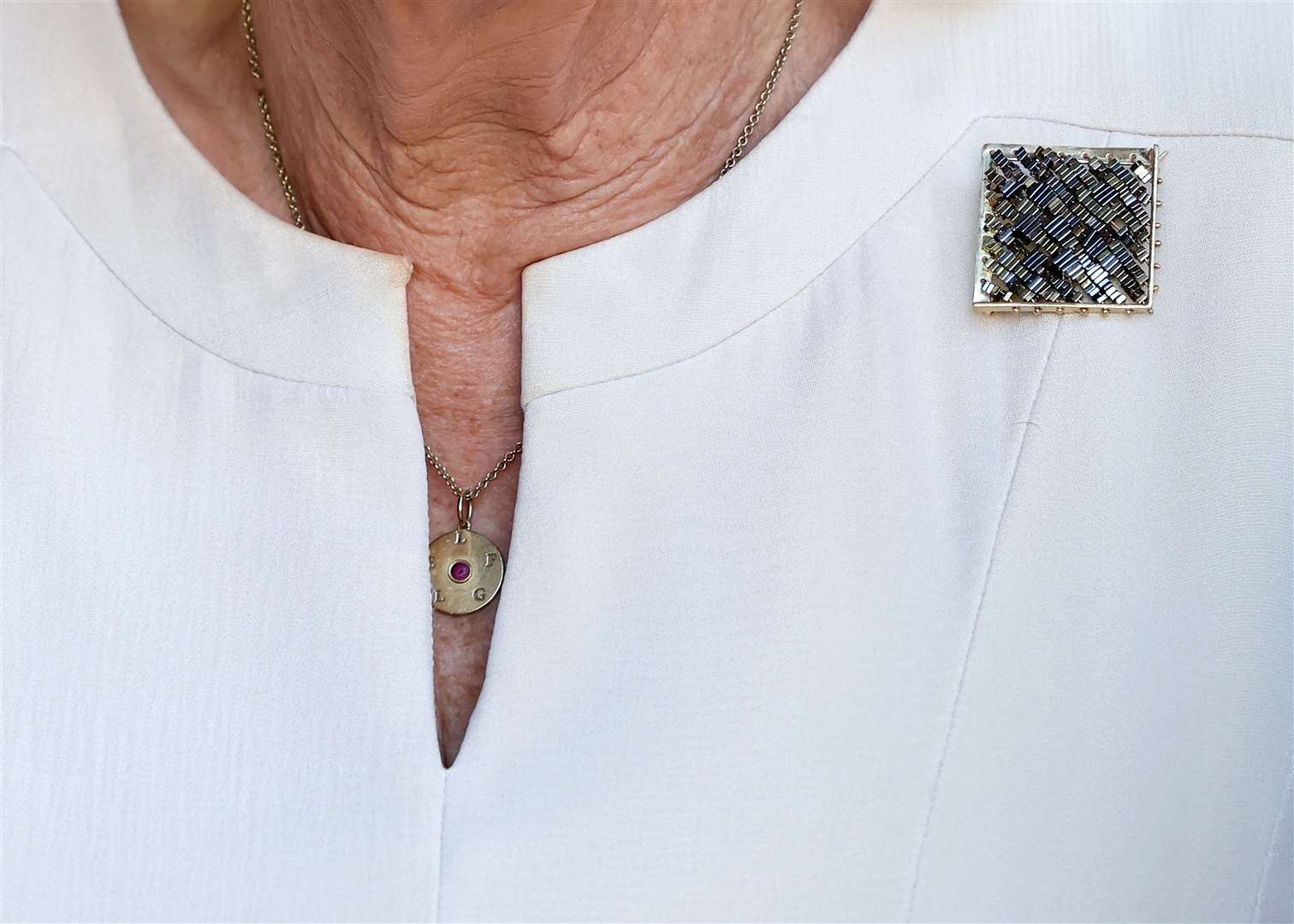 Detail of jewellery worn by the Queen (Chris Jackson/PA)