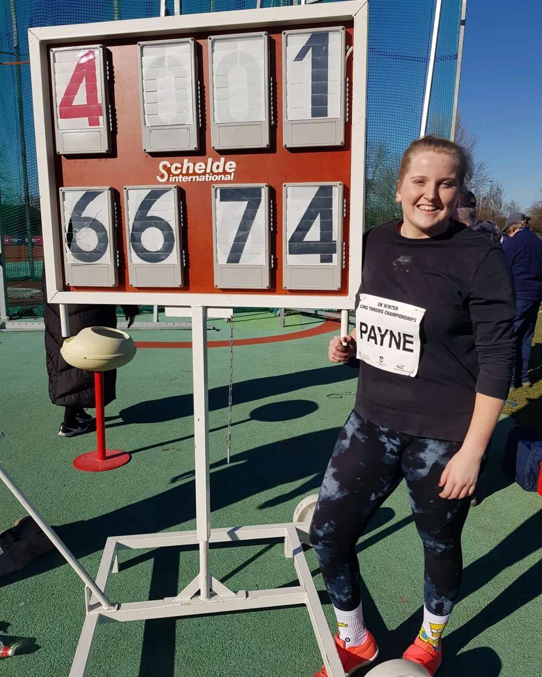 Charlotte Payne after her throw at the weekend