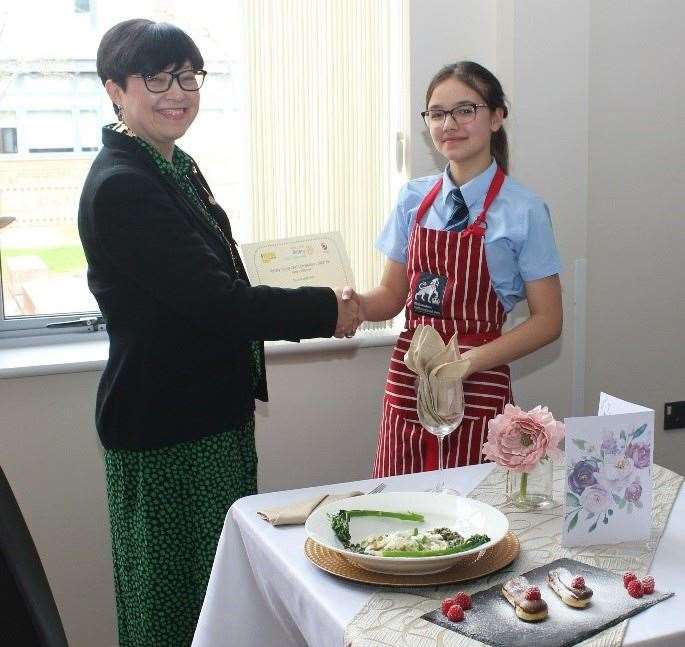 Runner up Esther with rotary district governor Kate Hodges, picture: Thatcham Rotary