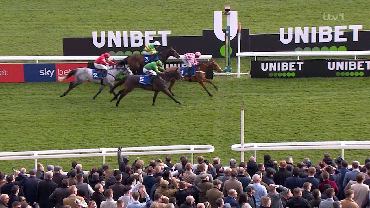 Jango Baie took a surprise victory in the Arkle Chase for Nicky Henderson at the Cheltenham Festival - Image: ITV Racing